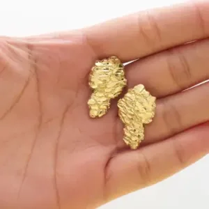 round 24K Gold Nugget Earrings for Men