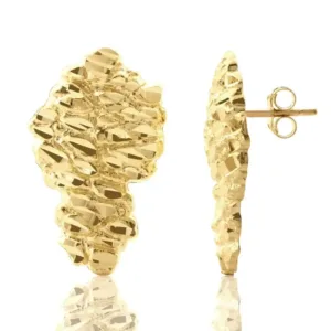 round 24K Gold Nugget Earrings for Men